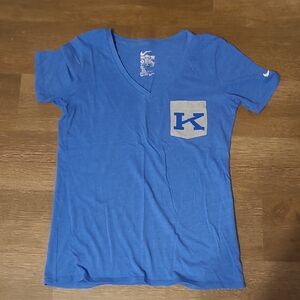 Nike Blue V-Neck Tee with Gray Pocket